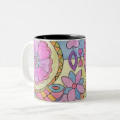 Colorful Flower Pattern Coffee Mok (Voorkant links)