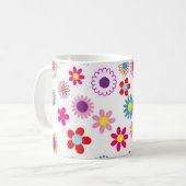 Colorful Flower Pattern Girly Koffiemok (Voorkant links)