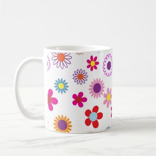 Colorful Flower Pattern Girly Koffiemok (Links)