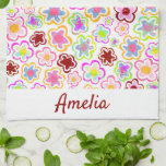 Colorful Flower Pattern Hand-Drawn Summer Floral Theedoek<br><div class="desc">Kleurrijke keukenhanddoek voor bloemen,  met de hand getekend. Door de hand getrokken kleurrijke bloemen. Voeg jouw naam toe.</div>