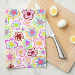 Colorful Flower Pattern Hand-Drawn Summer Floral Theedoek<br><div class="desc">Kleurrijke keukenhanddoek voor bloemen,  met de hand getekend. Door de hand getrokken kleurrijke bloemen.</div>