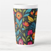 Colorful Flower Pattern Latte Mok (Voorkant)