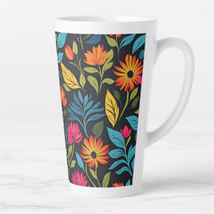 Colorful Flower Pattern Latte Mok