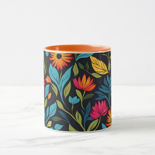 Colorful Flower Pattern Mok (Midden)