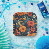 Colorful Flower Pattern Papieren Bordje (Feest)