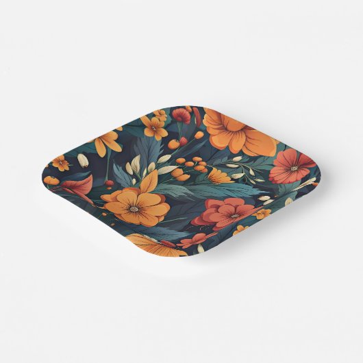 Colorful Flower Pattern Papieren Bordje (Gebogen)
