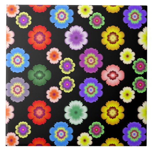 Colorful Flower Pattern Tegeltje (Voorkant)