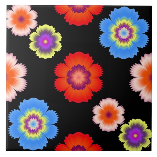 Colorful Flower Pattern Tegeltje (Voorkant)