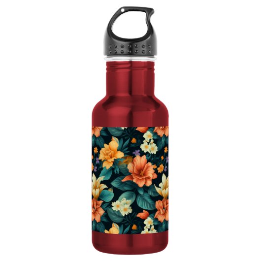 Colorful Flower Pattern Waterfles (Voorkant)
