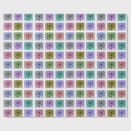 Colorful Flower Pop Art Pattern Cadeaupapier (Vlak)