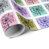 Colorful Flower Pop Art Pattern Cadeaupapier (Rol Hoek)