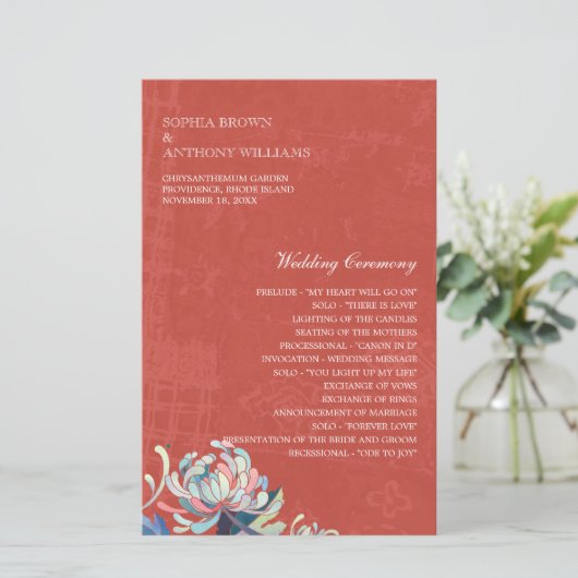 Colorful Flower Red Wedding Flat Program (Staand voorkant)