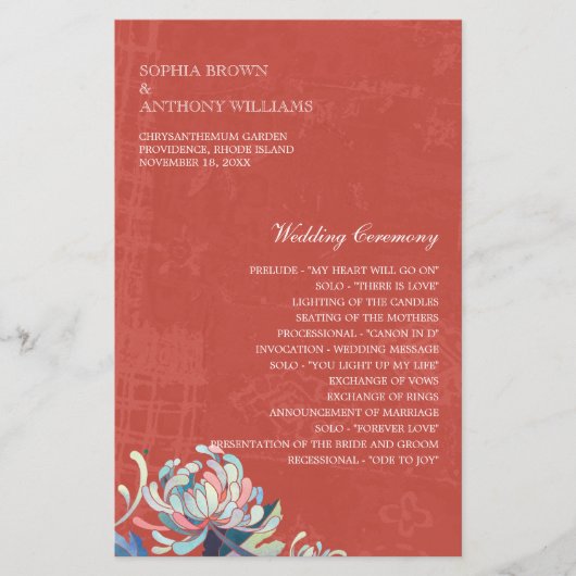 Colorful Flower Red Wedding Flat Program (Voorkant)