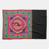 Colorful Flower Southwestern Kokopelli Theedoek (Horizontaal)