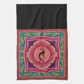 Colorful Flower Southwestern Kokopelli Theedoek (Verticaal)