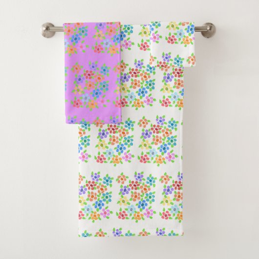 Colorful Flowered Towel Set Bad Handdoek (Insitu)