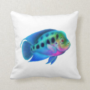 Colorful Flowerhorn Cichlid Fish Pillow Kussen