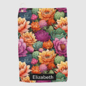 Colorful Flowering Cactus Personalized Golfhanddoek (Voorkant)