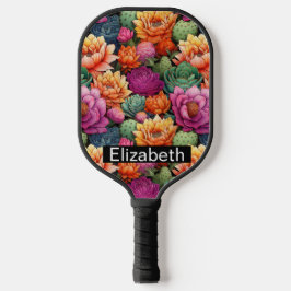 Colorful Flowering Cactus Personalized Pickleball Paddle