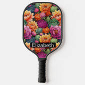 Colorful Flowering Cactus Personalized Pickleball Paddle (Achterkant)