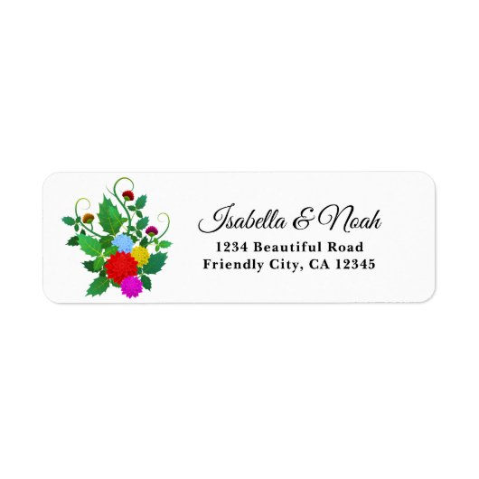 Colorful Flowers 02 Wedding Address Label (Voorkant)