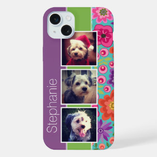 Colorful Flowers 3 Foto Collage Persoonlijk iPhone 15 Plus Case
