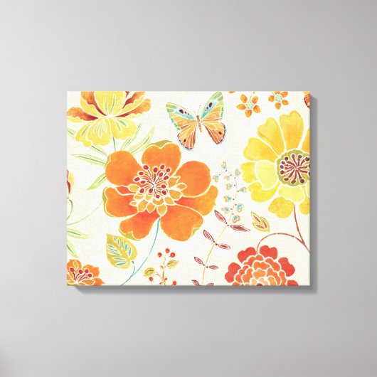 Colorful Flowers and Butterflies Canvas Afdruk (Voorkant)