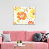 Colorful Flowers and Butterflies Canvas Afdruk (Insitu (Woonkamer))