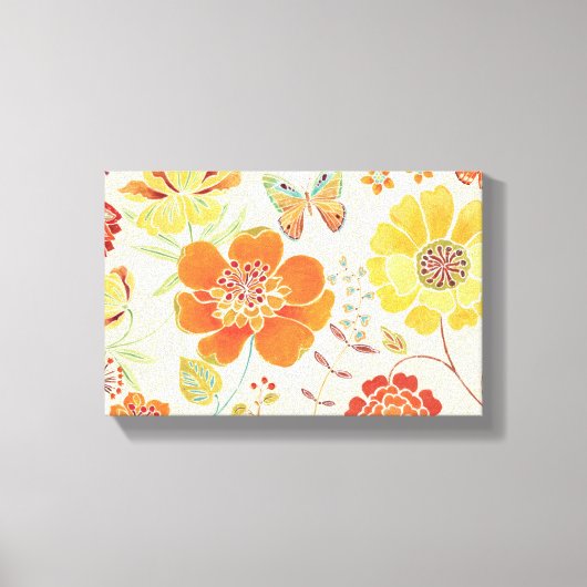 Colorful Flowers and Butterflies Canvas Afdruk (Voorkant)