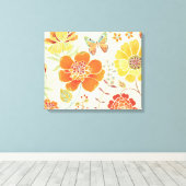 Colorful Flowers and Butterflies Canvas Afdruk (Insitu (Houten vloer))
