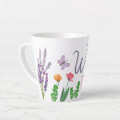 Colorful Flowers and Butterflies Monogram W Latte Mok (Linkerhoek)