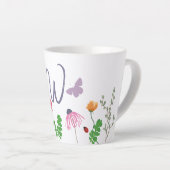 Colorful Flowers and Butterflies Monogram W Latte Mok (Rechterhoek)