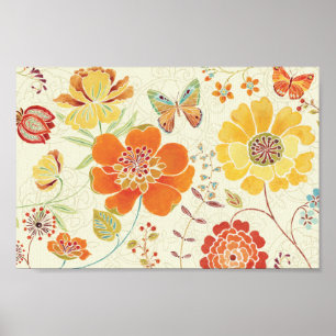 Colorful Flowers and Butterflies Poster