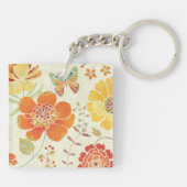 Colorful Flowers and Butterflies Sleutelhanger (Achterkant)