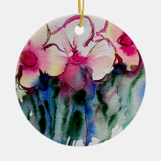 Colorful Flowers Art Ceramic Ornament (Voorkant)