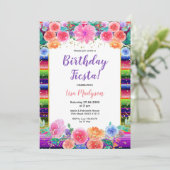 Colorful Flowers Birthday Fiesta Party Kaart (Staand voorkant)