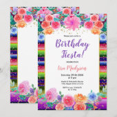Colorful Flowers Birthday Fiesta Party Kaart (Voorkant / Achterkant)