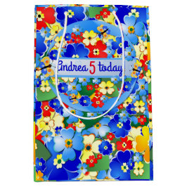 Colorful Flowers Birthday Girl Medium Cadeauzakje
