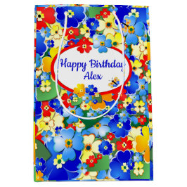 Colorful Flowers Birthday Medium Cadeauzakje