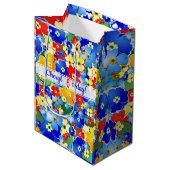 Colorful Flowers Birthday Medium Cadeauzakje (Voorkant Gekanteld)