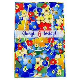 Colorful Flowers Birthday Medium Cadeauzakje