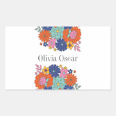 Colorful Flowers Boho Bright Floral Illustratie Rechthoekige Sticker (Voorkant)