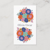 Colorful Flowers Boho Bright Floral Illustratie Visitekaartje (Voorkant)