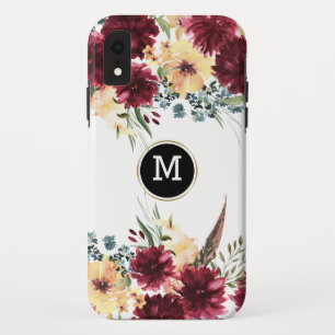Colorful Flowers Border Monogram Case-Mate iPhone Case