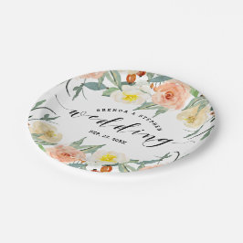 Colorful Flowers Border Wedding Typography Papieren Bordje