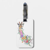 Colorful Flowers Bouquet Giraffe - Drawing Modern Bagagelabel (Achterkant verticaal)