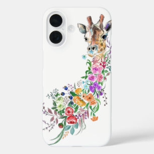 Colorful Flowers Bouquet Giraffe - Drawing Modern  iPhone 16 Hoesje