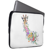 Colorful Flowers Bouquet Giraffe - Drawing Modern Laptop Sleeve (Voorkant Rechts)