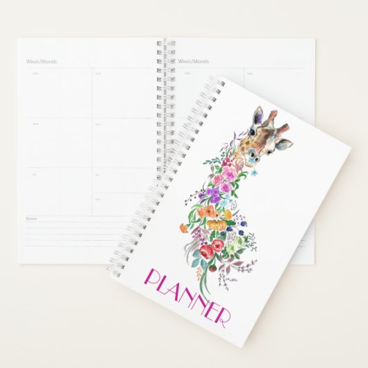 Colorful Flowers Bouquet Giraffe - Drawing Modern Planner (Display)