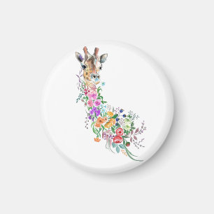 Colorful Flowers Bouquet Giraffe Magnet Gift